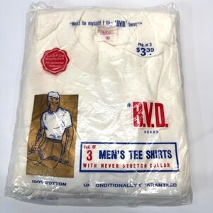 Vintage BVD Tee Shirts Men Medium (38-40) White 3 Pack 60s 70s